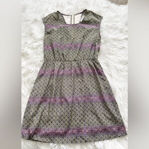 Everly Elegant Purple and Green Patterned Dress medium